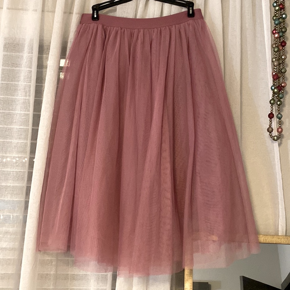 Haute Monde Dusty Rose Tulle Midi Skirt